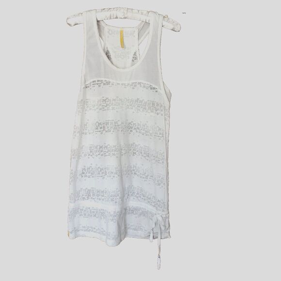 Lole Women’s Waltz 2 Tank Top Size M Racerback Tunic Drawstring Ivory White Logo - Picture 5 of 13